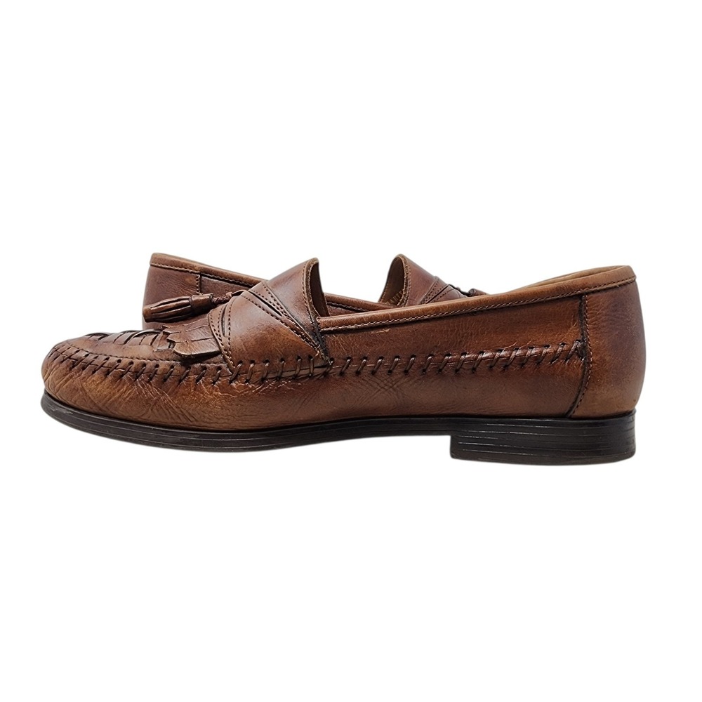 Giorgio Brutini Loafer 11 Men Kiltie Woven Tassels Bartell Brown Leather Slip On - Picture 6 of 14